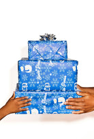 Santa Please Blue Wrapping Paper - Caresha Please LLC 