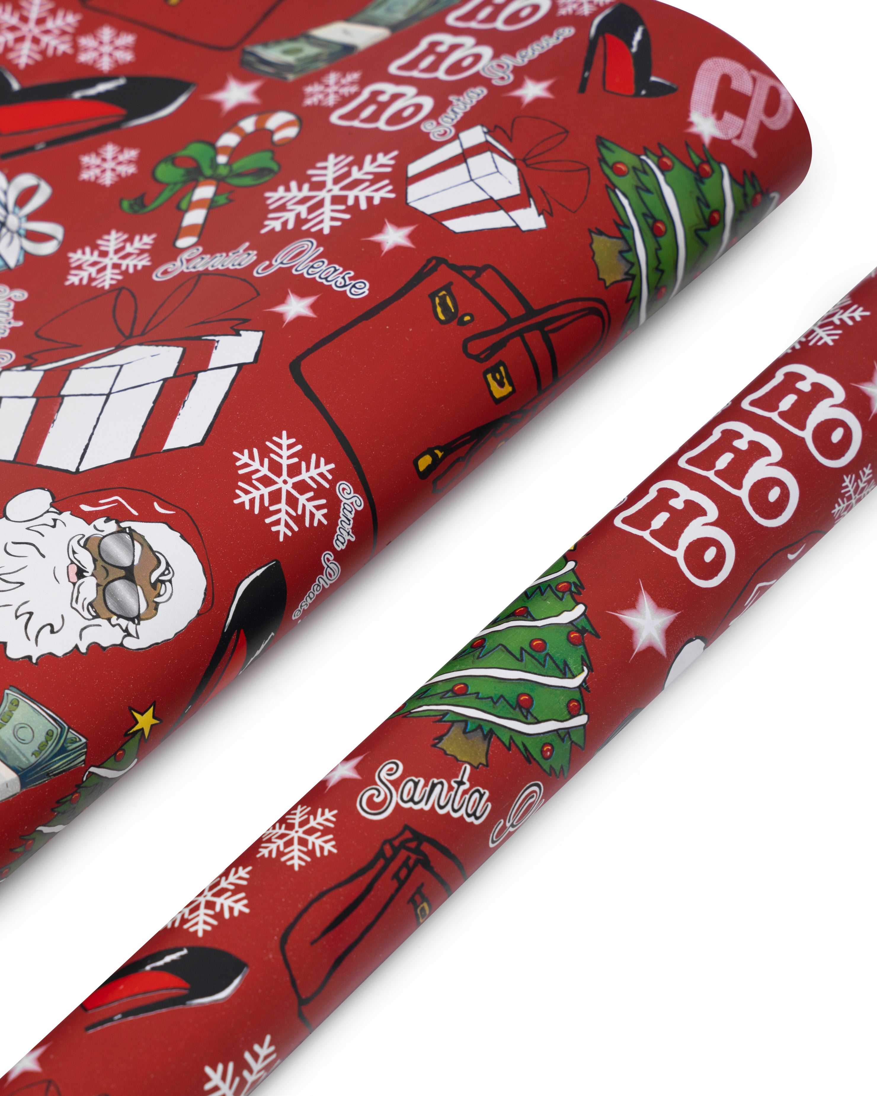 Santa Please Red Wrapping Paper - Caresha Please LLC 