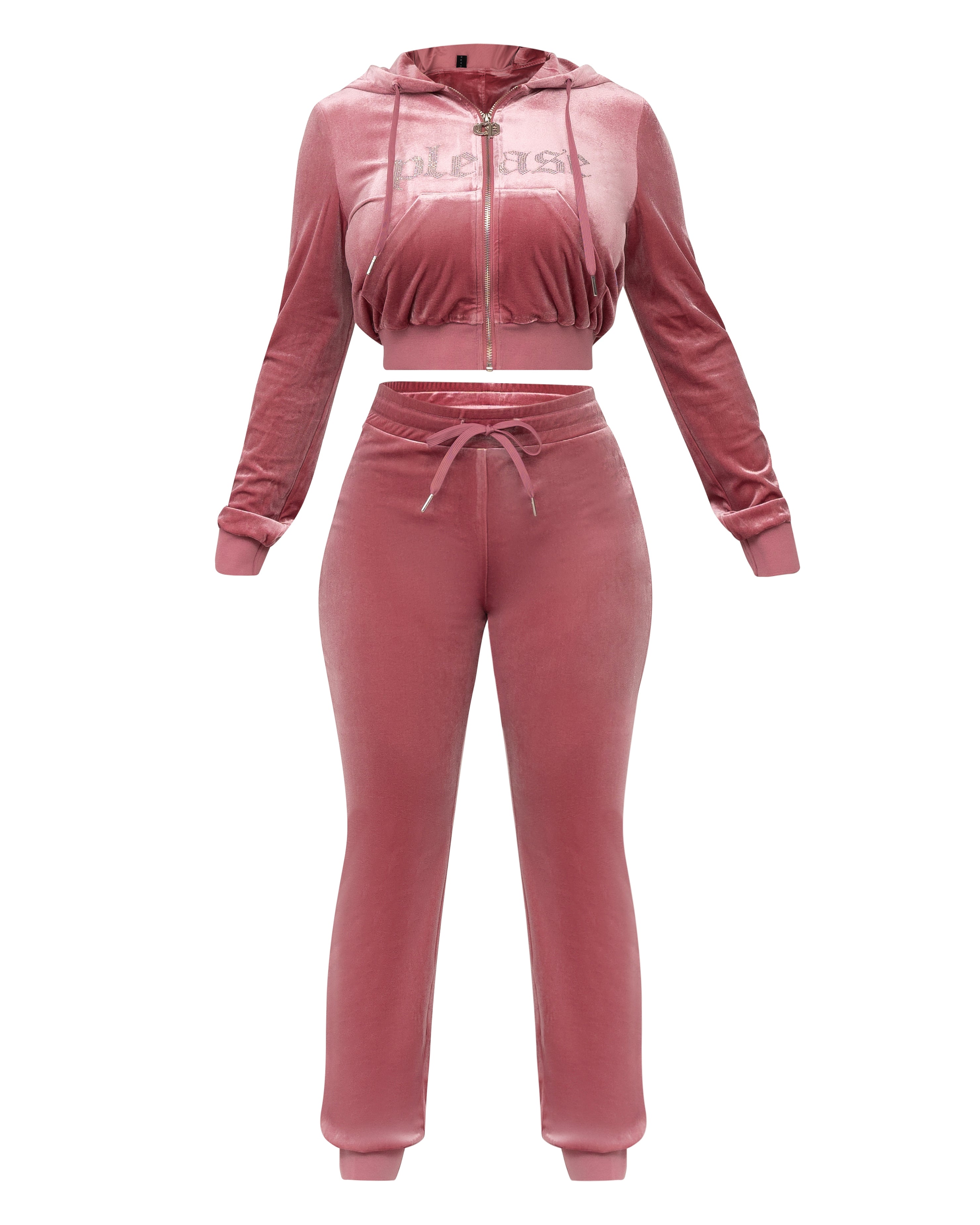 The Barbie Velour Set-Pink - Caresha Please LLC 